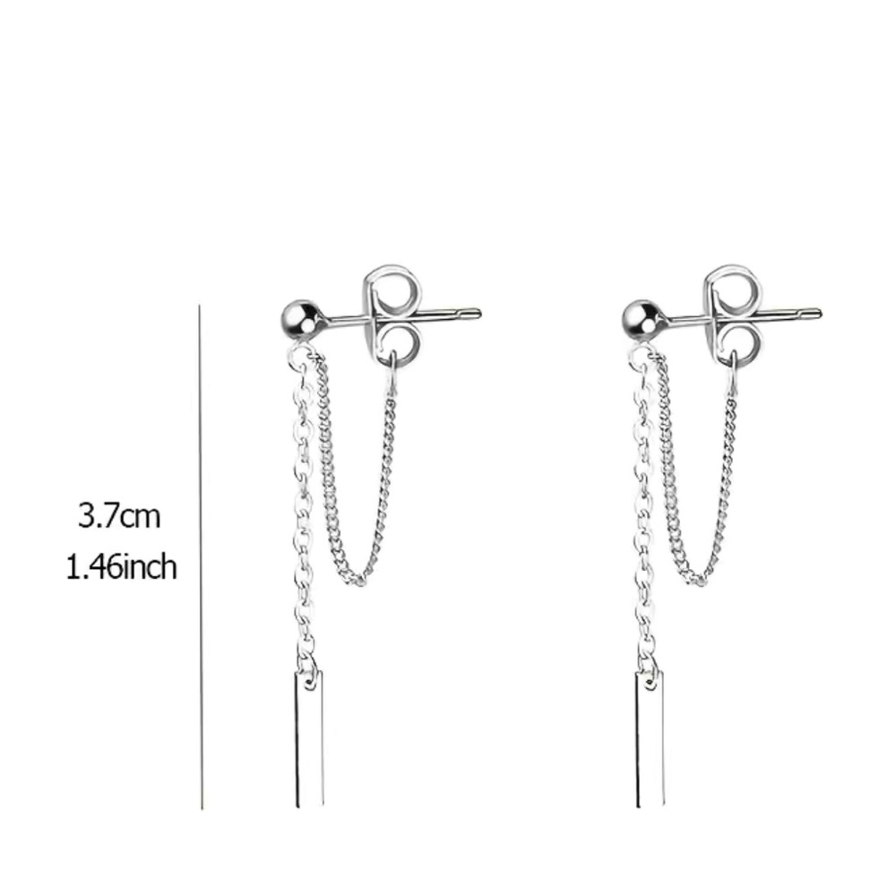 Sterling silver chain drop earrings - Picture 3 of 3